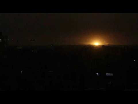Shelling through the night in East Khan Yunis, seen from Rafah