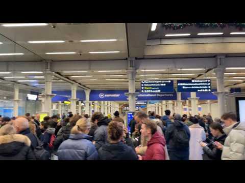 Large crowd waits at London's St Pancras after Eurostar cancellations
