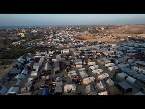 AERIAL SHOTS of camp in Rafah for displaced Gazans