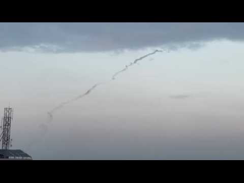 Trail of smoke in Rafah sky after rocket fired towards Israel