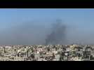 Smoke over Khan Yunis, seen from Rafah - Label : AFPTV - First images - Category : News