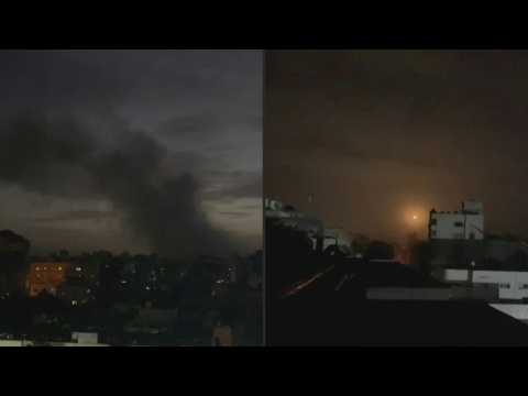 Smoke and flares over eastern Gaza as seen from Al-Shifa hospital in Gaza City