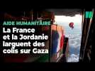 Les images du largage des 7 tonnes d'aide humanitaire française et jordanienne à Gaza