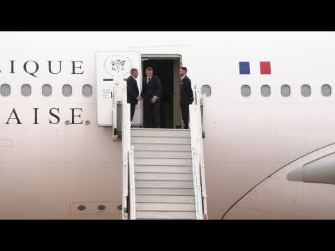 French President Macron arrives in Jordan