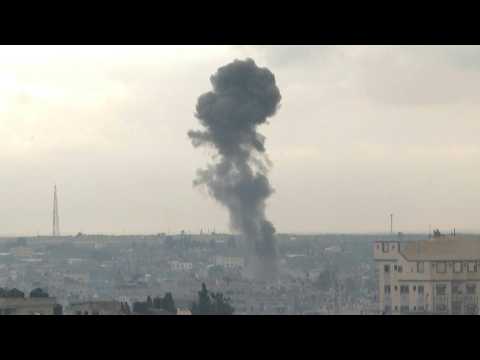 Smoke rises in the sky of Rafah following Israeli air strike