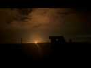 Explosions in Khan Yunis light up the sky in the Gaza Strip