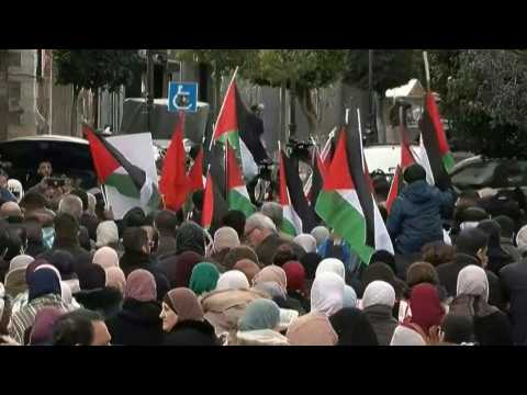 Palestinians protest in Ramallah after killing of deputy chief of Hamas