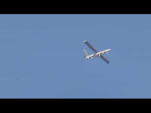 An Israeli drone flies over Rafah in the southern Gaza Strip