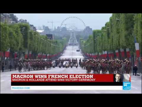 Hollande arrives at Arc de Triomphe for VE Day ceremony
