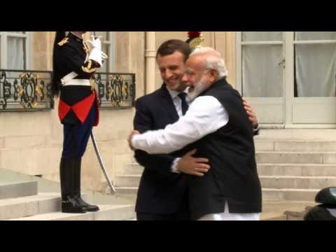 Indian PM Modi meets French president Macron at the Elysee