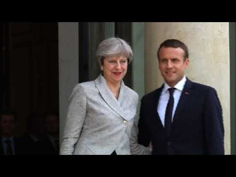 Theresa May in Paris for visit with Emmanuel Macron