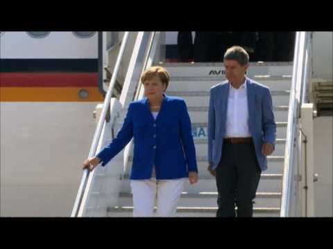 Angela Merkel arrives in Sicily for G7 Summit