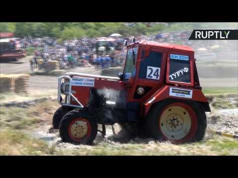 Rough-Riding Russian Tractor Race Draws Roars of Delight from Crowd