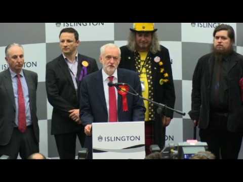 Cheers for Corbyn as he thanks Labour supporters