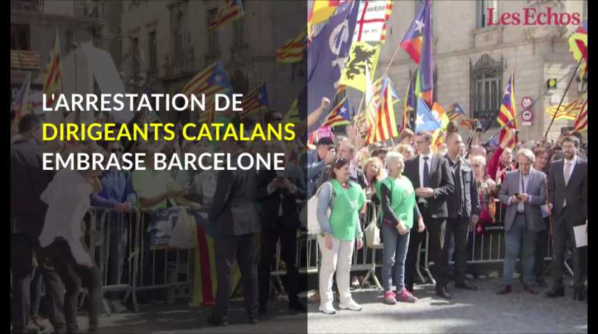 Illustration pour la vidéo L'arrestation de dirigeants catalans embrase Barcelone