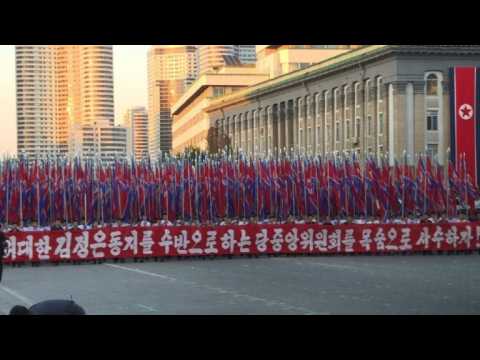 Mass rally in Pyongyang in support of leader Kim Jong-Un