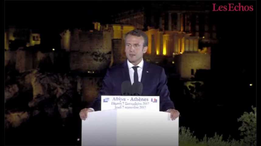 Illustration pour la vidéo A Athènes, Macron appelle à un budget et à un parlement de la zone euro