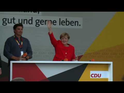 Angela Merkel holds campaign rally in Brandenburg