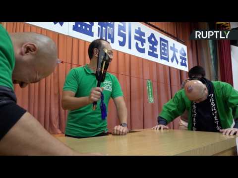 Japanese Men Go 'Head to Head' at Japanese Bald Championships