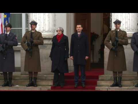 British PM Theresa May in Warsaw for Poland-UK summit
