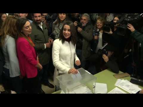 Ines Arrimadas, candidate of the centrist party Ciudadanos votes