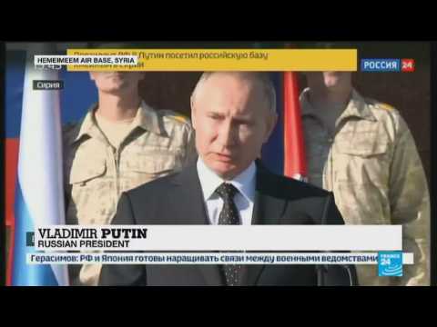 Russian President Vladimir Putin making surprise visit to Syria to order partial Russian pull-out