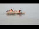 Cameroonian fashions canoes from recycled plastic bottles
