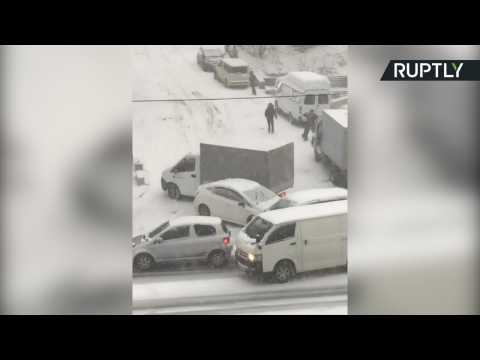 Lesson Learned? Drivers Continuously Fail to Conquer Icy Slope in Vladivostok