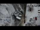 Damaged Cars Left On Roadway After Deep Freeze Hits Vladivostok