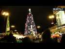 World's Tallest Christmas Tree Lit Up in Dortmund