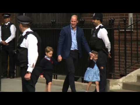 Prince William brings in his two children to meet newborn baby