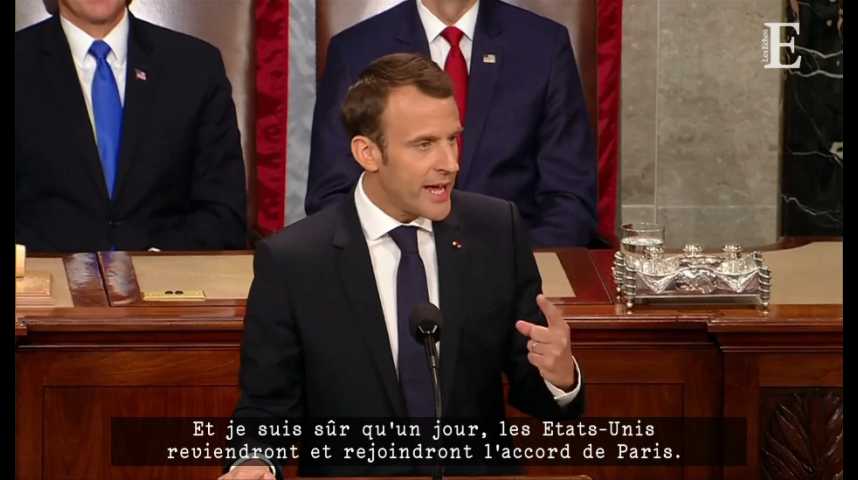 Illustration pour la vidéo Les 5 déclarations clefs de Macron devant le Congrès américain