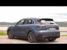 The new Porsche Cayenne E-Hybrid in Biskaya Blue Metallic Exterior Design