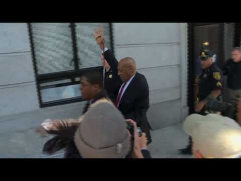 Bill Cosby leaves court after being found guilty