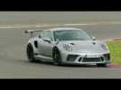 Porsche 911 GT3 RS GT in Silver on the track