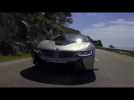 The new BMW i8 Roadster Donington Grey Car to car mounted camera