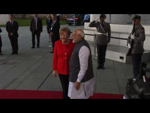 Angela Merkel welcomes India's PM Modi to Berlin