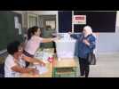 Lebanese vote at a polling station in Beirut