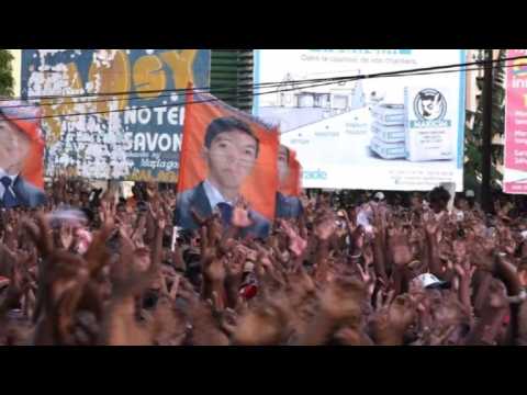 Madagascar's former president Rajoelina holds political rally