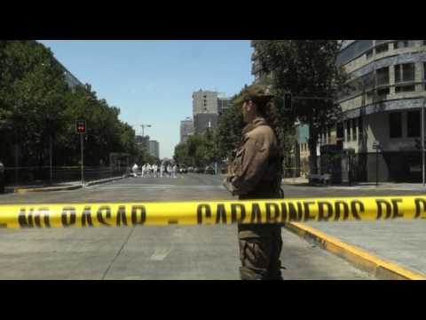 Experts work on bus stop blast scene in Chilean capital
