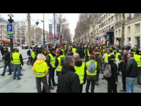 'Yellow vest' protesters gather on the Champs-Elysées