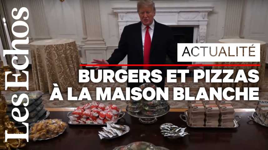 Illustration pour la vidéo Faute de cuisiniers, Trump fait livrer burgers et pizzas à la Maison Blanche
