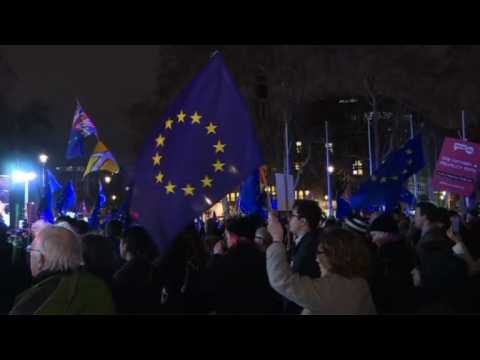 Crowds gather outside parliament for vote on Brexit deal