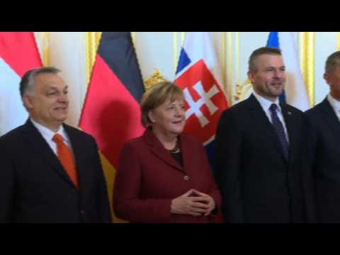 Angela Merkel and Visegrad group leaders pose for family photo