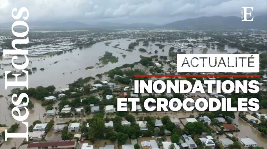 Illustration pour la vidéo Inondations en Australie : des crocodiles en ville