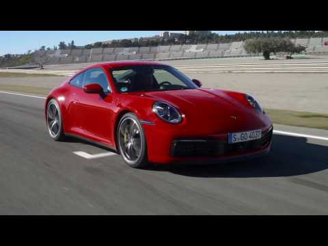 The new Porsche 911 Carrera 4S Guards Red on the Race Track