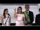 Brazilian first lady Michelle Bolsonaro signs her first speech