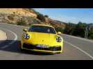 Porsche 911 Carrera 4S in Racing Yellow on the Country Road