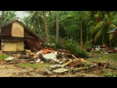 Destroyed houses after Indonesia tsunami