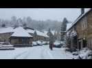 English village of Castle Combe covered in snow